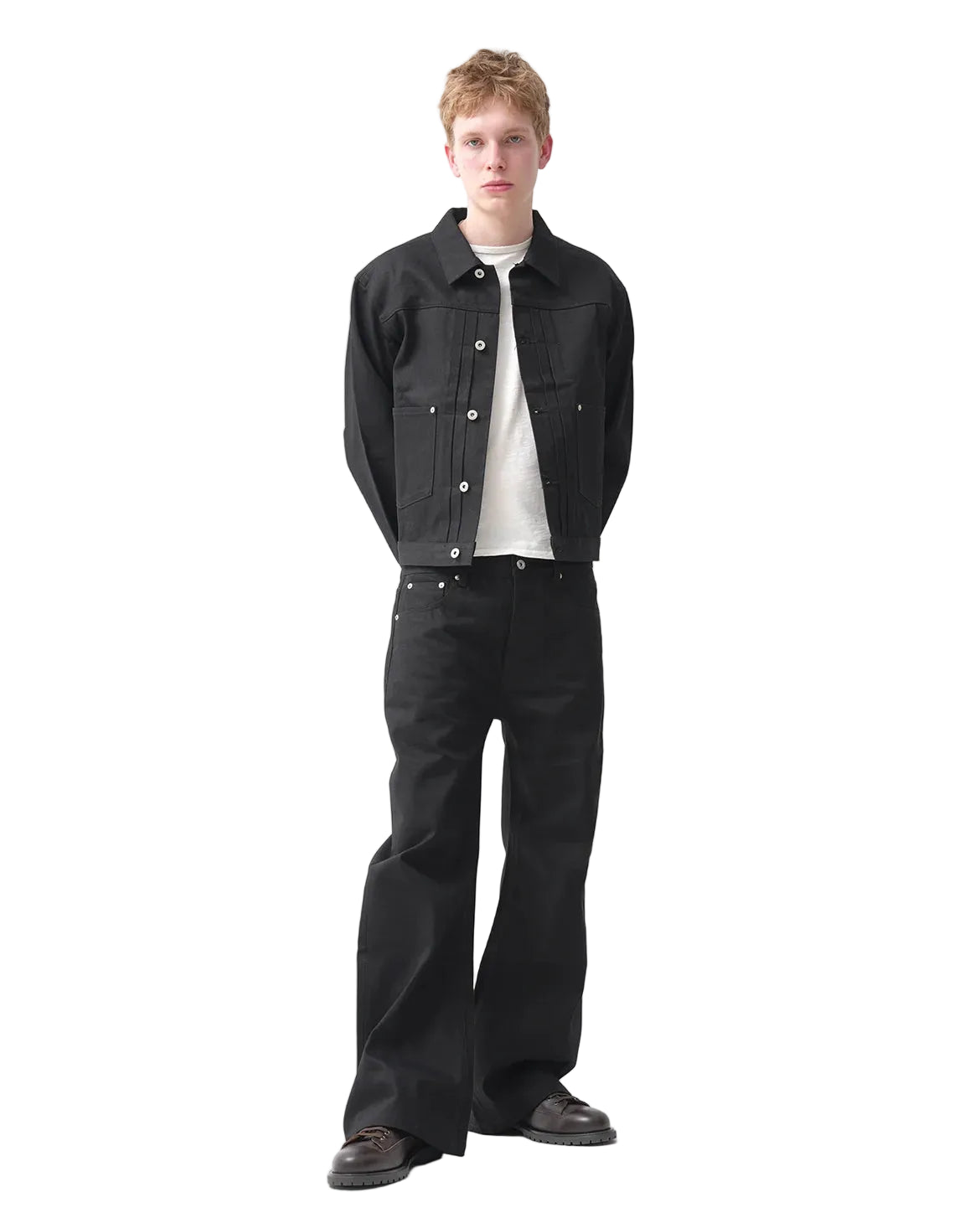 Raw Selvedge Bootcut Jeans - Jet Black