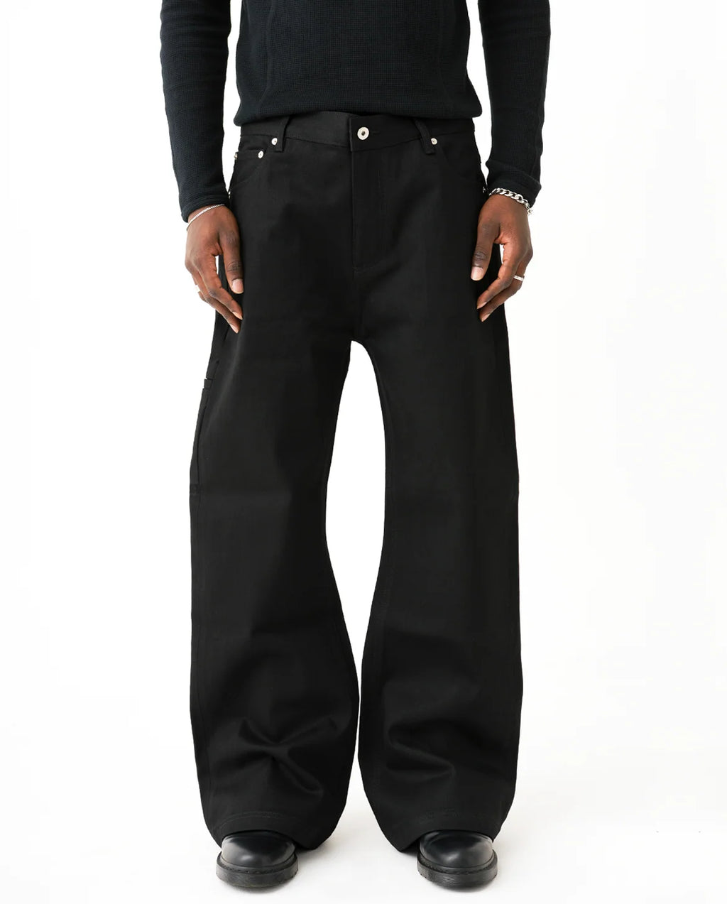 Raw Selvedge Bootcut Jeans - Jet Black