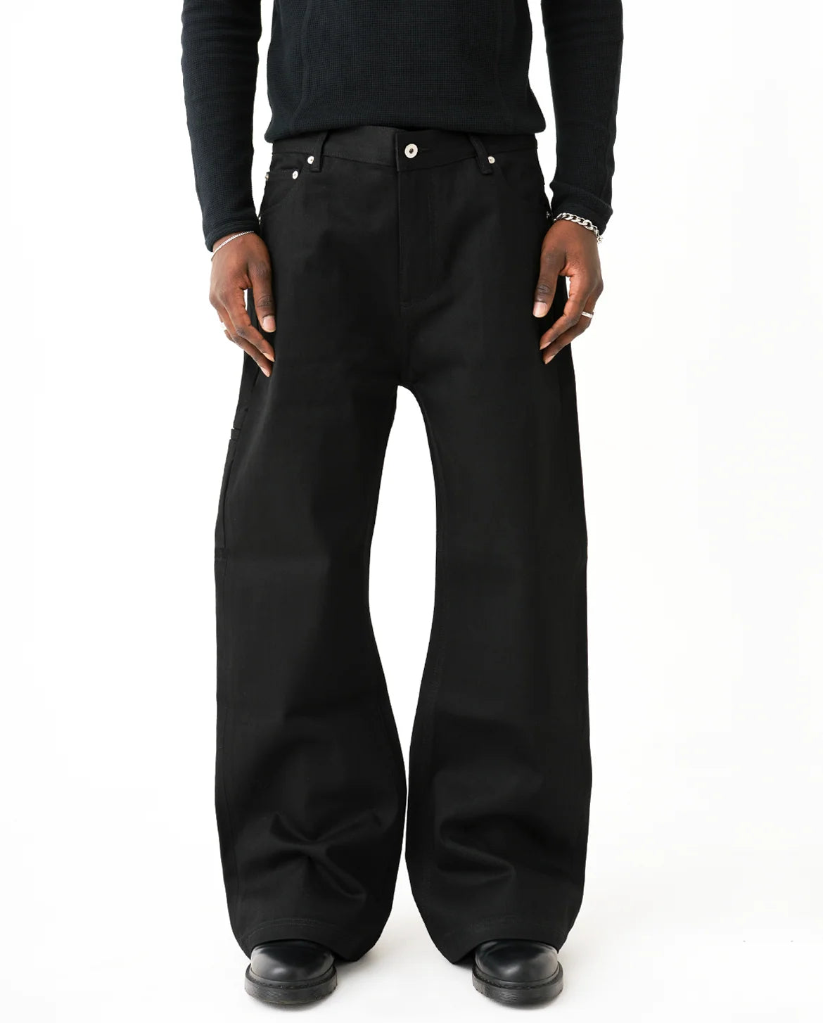 Raw Selvedge Bootcut Jeans - Jet Black